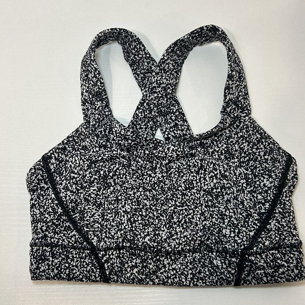 Lululemon Time To Sweat Sports Bra Night View White Black Spotted Size 2